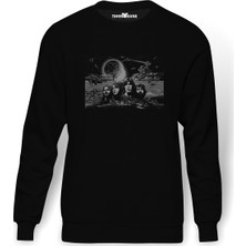 Tshirthane Pink Floyd Band Metal Rock Music Baskılı Siyah Erkek Örme Sweatshirt Uzun Kol