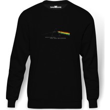 Tshirthane Pink Floyd There Is No Poın Baskılı Siyah Erkek Örme Sweatshirt Uzun Kol