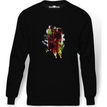 Tshirthane Skrillex 3 Baskılı Siyah Erkek Örme Sweatshirt Uzun Kol