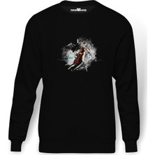 Tshirthane Slash Metal Rock Music Müzik Baskılı Siyah Erkek Örme Sweatshirt Uzun Kol