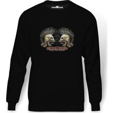 Tshirthane The Exploited Baskılı Siyah Erkek Örme Sweatshirt Uzun Kol