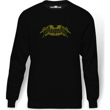 Tshirthane Metallica Metal Rock Music Baskılı Siyah Erkek Örme Sweatshirt Uzun Kol