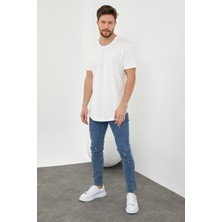 Tarz Cool Erkek Kırık Beyaz Pis Yaka Salaş T-SHIRT-TCPS001R56S