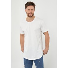 Tarz Cool Erkek Kırık Beyaz Pis Yaka Salaş T-SHIRT-TCPS001R56S