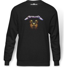 Tshirthane Metallica Skull Metal Rock Music  Baskılı Füme Erkek Örme Sweatshirt Uzun Kol