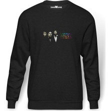Tshirthane Muse Cover Band  Baskılı Füme Erkek Örme Sweatshirt Uzun Kol