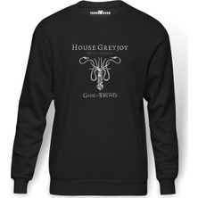 Tshirthane G O T House Greyjoy  Baskılı Füme Erkek Örme Sweatshirt Uzun Kol