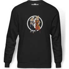 Tshirthane Anime Dragon Ball Baskılı Füme Erkek Örme Sweatshirt Uzun Kol