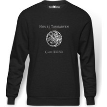 Tshirthane G O T House Targaryen  Baskılı Füme Erkek Örme Sweatshirt Uzun Kol