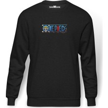 Tshirthane Anime One Piece Baskılı Füme Erkek Örme Sweatshirt Uzun Kol