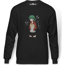 Tshirthane Anime One Punch Man Baskılı Füme Erkek Örme Sweatshirt Uzun Kol
