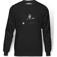 Tshirthane Astronot Süpür Man Baskılı Füme Erkek Örme Sweatshirt Uzun Kol