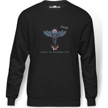Tshirthane Judas Priest Angel Baskılı Füme Erkek Örme Sweatshirt Uzun Kol