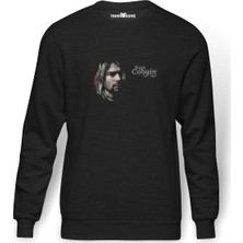 Tshirthane Kurt Cobain Baskılı Füme Erkek Örme Sweatshirt Uzun Kol