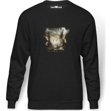 Tshirthane Beyond Creation Earthborn Evolution Beyond Creation Baskılı Füme Erkek Örme Sweatshirt Uzun Kol
