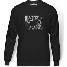 Tshirthane LED Zeppelin Grup Baskılı Füme Erkek Örme Sweatshirt Uzun Kol