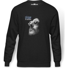 Tshirthane Leon Baskılı Füme Erkek Örme Sweatshirt Uzun Kol