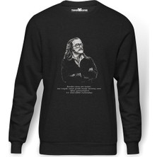 Tshirthane Cem Karaca Anadolu Rock Müzik Music Baskılı Füme Erkek Örme Sweatshirt Uzun Kol