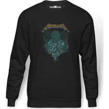 Tshirthane Metallica Ahtabot Rock Metal Müzik  Baskılı Füme Erkek Örme Sweatshirt Uzun Kol