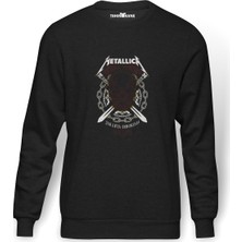 Tshirthane Metallica Asia Tour 2013  Baskılı Füme Erkek Örme Sweatshirt Uzun Kol
