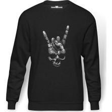 Tshirthane Metallica Hand Rock Rock Metal Müzik Baskılı Füme Erkek Örme Sweatshirt Uzun Kol