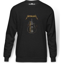 Tshirthane Metallica James Baskılı Füme Erkek Örme Sweatshirt Uzun Kol