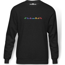 Tshirthane Tetris Code Baskılı Füme Erkek Örme Sweatshirt Uzun Kol