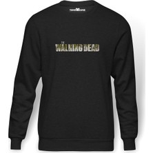 Tshirthane The Walking Dead Season 10  Baskılı Füme Erkek Örme Sweatshirt Uzun Kol