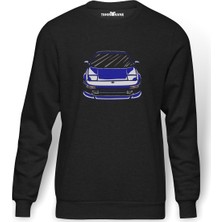 Tshirthane Toyota Mr2 Baskılı Füme Erkek Örme Sweatshirt Uzun Kol