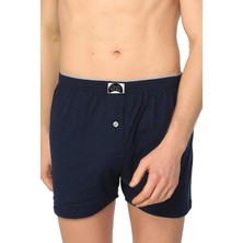 Gümüş Erkek Lacivert Düğmeli Pamuklu Boxer