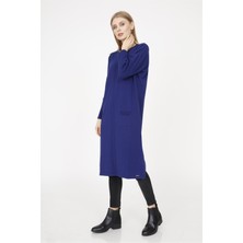 Accort 10006-Kadın Yarasa Kol Triko Tunik - Indigo