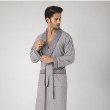 Nuşa G Desen Gri Kırçıllı Bambu Cotton Erkek Sabahlık