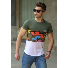 Madmext Kamuflaj Desenli Haki T-Shirt 3003