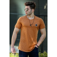 Madmext Yırtık Detaylı Camel T-Shirt T4002