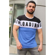 Madmext Baskılı Saks T-Shirt 2974