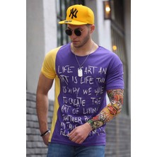 Madmext Baskılı Mor T-Shirt 3020