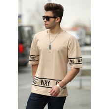 Madmext Baskılı Bej Erkek T-Shirt 4483
