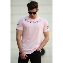 Madmext Pudra Nakışlı Erkek T-Shirt 4512