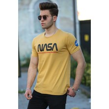 Madmext Baskılı Sarı Erkek T-Shirt 4525
