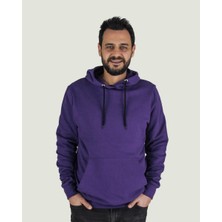 Asortika Kapüşonlu Kanguru Cepli Basic Mor Sweatshirt