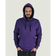 Asortika Kapüşonlu Kanguru Cepli Basic Mor Sweatshirt
