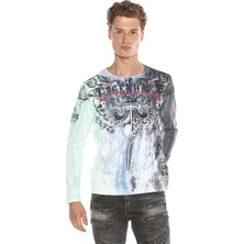 Cipo & Baxx CL408 Royalty Desenli Karışık Soğuk Renkli Ince Sweatshirt