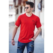 Madmext Kırmızı Baskılı Erkek T-Shirt 4632