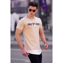 Madmext Camel Baskılı Erkek T-Shirt 4597