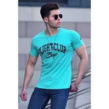 Madmext Baskılı Turkuaz Erkek T-Shirt 4591
