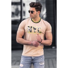 Madmext Camel Baskılı Erkek T-Shirt 4606