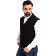 Mutlu Erkek Ince Yün Triko Örgü Baba Yelek