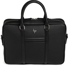 Beyaz Çanta BYZ-215 F-Siyah laptop ve Evrak Çantası 36x27x7 cm Suni Deri