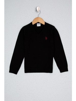 U.S. Polo Assn. Erkek Çocuk Siyah Basic Triko Kazak
