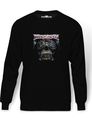 Tshirthane Megadeth Peace Sells Metal Rock Müzik Baskılı Siyah Erkek Örme Sweatshirt Uzun Kol